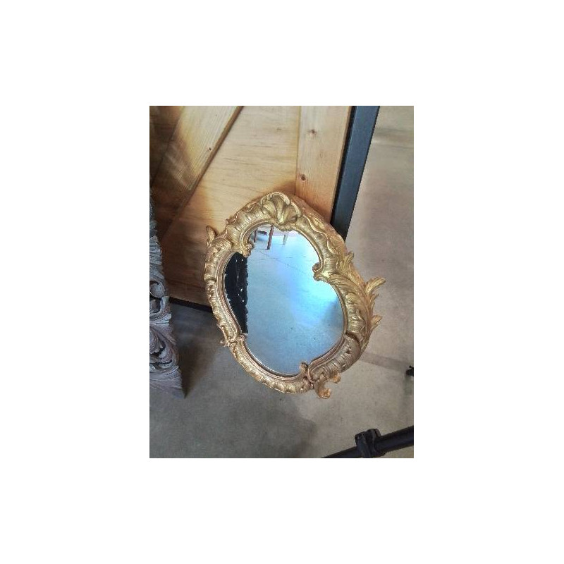 MIROIR OVALE BOIS ET STUC DORÉ SCULPTÉ STYLE RÉGENCE 