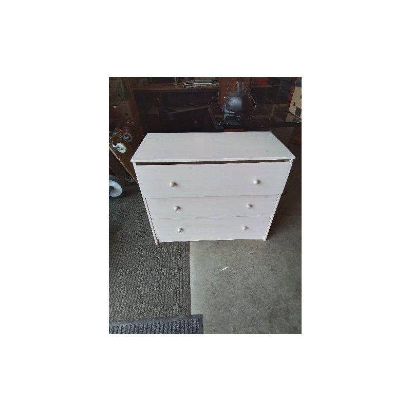COMMODE PIN ÉCRU 3 TIROIRS 