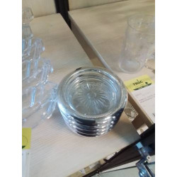 4 SOUS VERRES METAL ARGENTE...