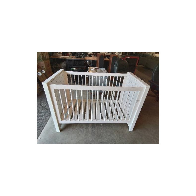 LIT BEBE BOIS CERUSÉ BLANC A BARREAUX 60X120