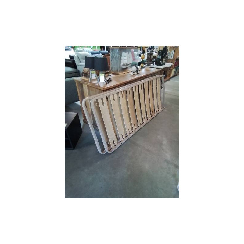 PAIRE DE SOMMIER CADRE MÉTAL CRÈME A LATTES 2X80X200CM