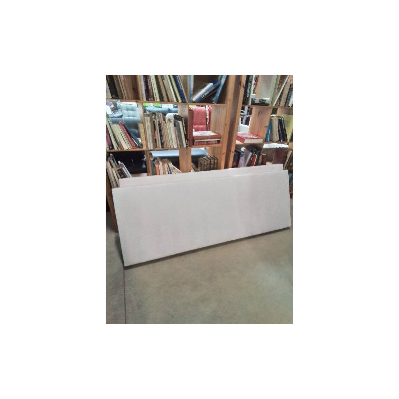 PAIRE DE SOMMIER TAPISSER  A LATTES TISSU ECRU 2X70X190CM AVEC 8 PIEDS