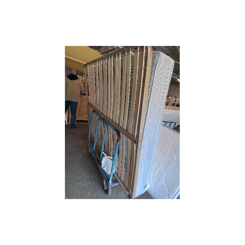 SOMMIER CADRE MÉTAL CRÈME A LATTES AVEC 4 PIEDS 160X200CM