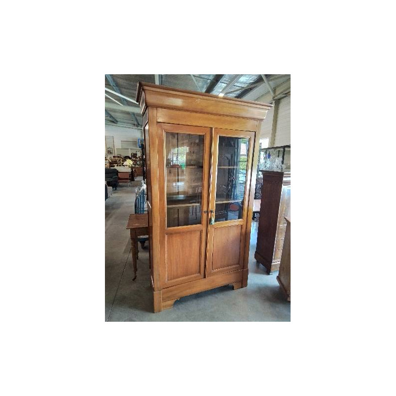 BIBLIOTHÈQUE VITRÉE BOIS CLAIR STYLE LOUIS PHILIPPE 