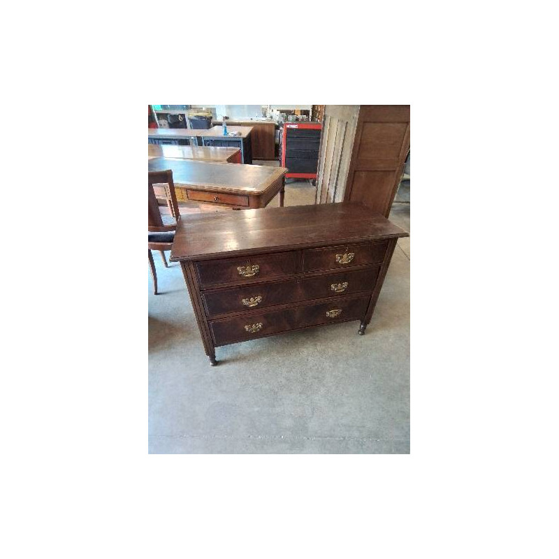 COMMODE ANGLAISE ACAJOU 4 TIROIRS DÉBUT XXE