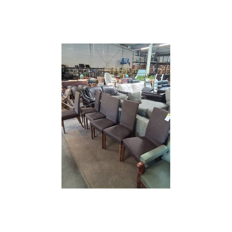 6 CHAISES TISSU TAUPE PIÈTEMENT BOIS CALLIGARIS