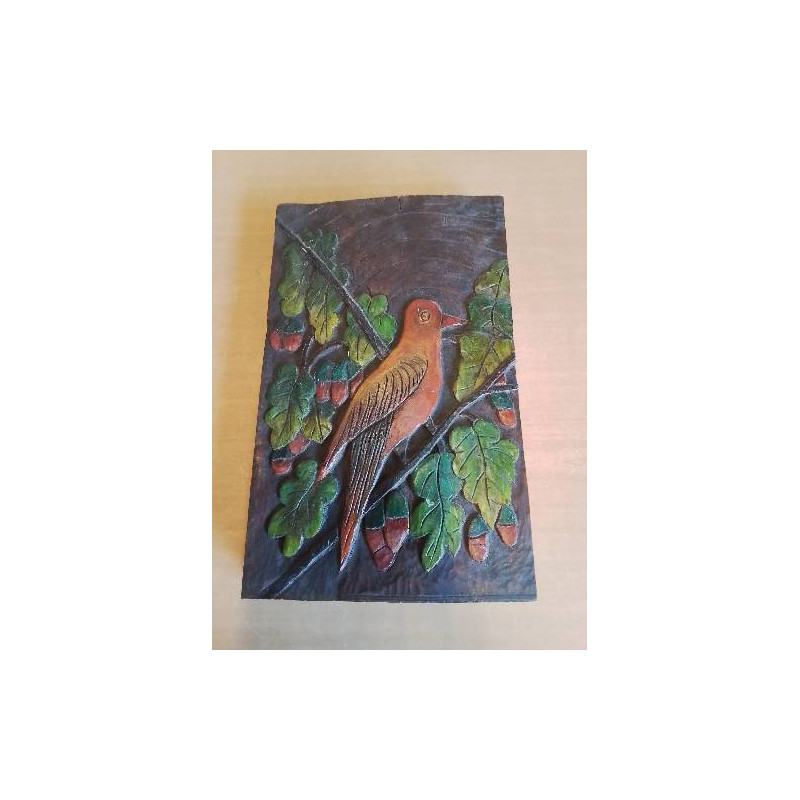 SCULPTURE SUR BOIS OISEAU SUR LA BRANCHE MILIEU XXE