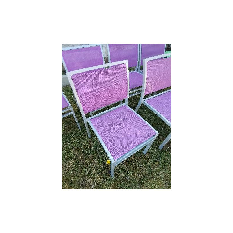 CHAISE DE JARDIN PIÈTEMENT ALU ASSISE ET DOSSIER TOILE MAUVE