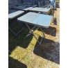 TABLE PLIANTE DE JARDIN CARRÉ PIÈTEMENT MÉTAL GRIS PLATEAU VERRE NATERIAL 70X70X72CM 