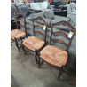 6 CHAISES BOIS DOSSIER CINTRÉ SCULPTÉ ASSISE PAILLÉE BICOLORE PIEDS ESCARGOT 