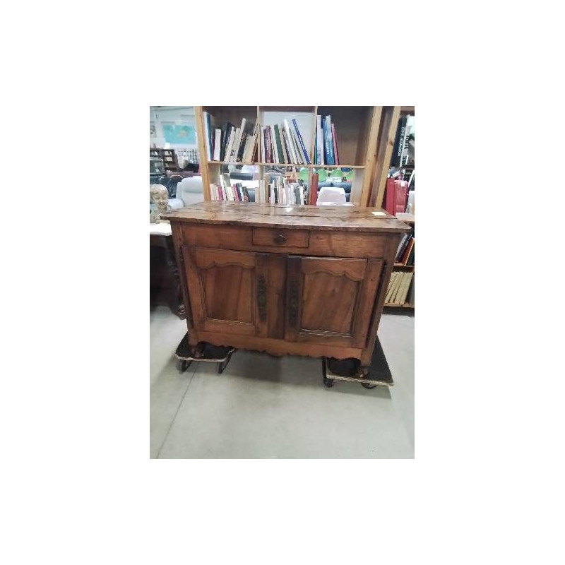 BUFFET 2 PORTES 1 TIROIRS BOIS MOULURÉ PIEDS ESCARGOT DÉBUT XXE