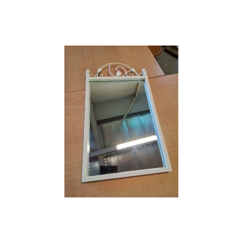 MIROIR RECTANGULAIRE CINTRÉ MÉTAL BLANC AUX FEUILLES 