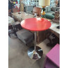 TABLE MANGE DEBOUT PIÈTEMENT MÉTAL CHROMÉ PLATEAU BOIS ROUGE