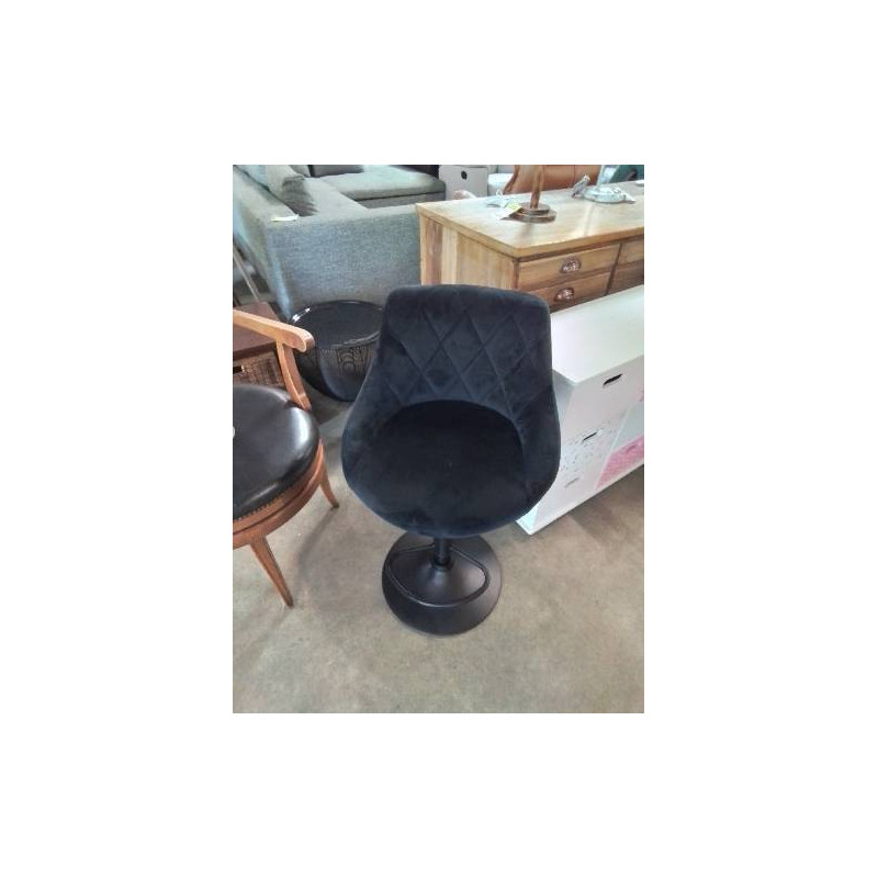 TABOURET DE BAR PIÈTEMENT MÉTAL NOIR ASSISE TISSU NOIR