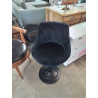 TABOURET DE BAR PIÈTEMENT MÉTAL NOIR ASSISE TISSU NOIR