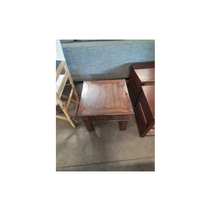 TABLE BASSE CARRÉ BOIS EXOTIQUE AJOURÉ 