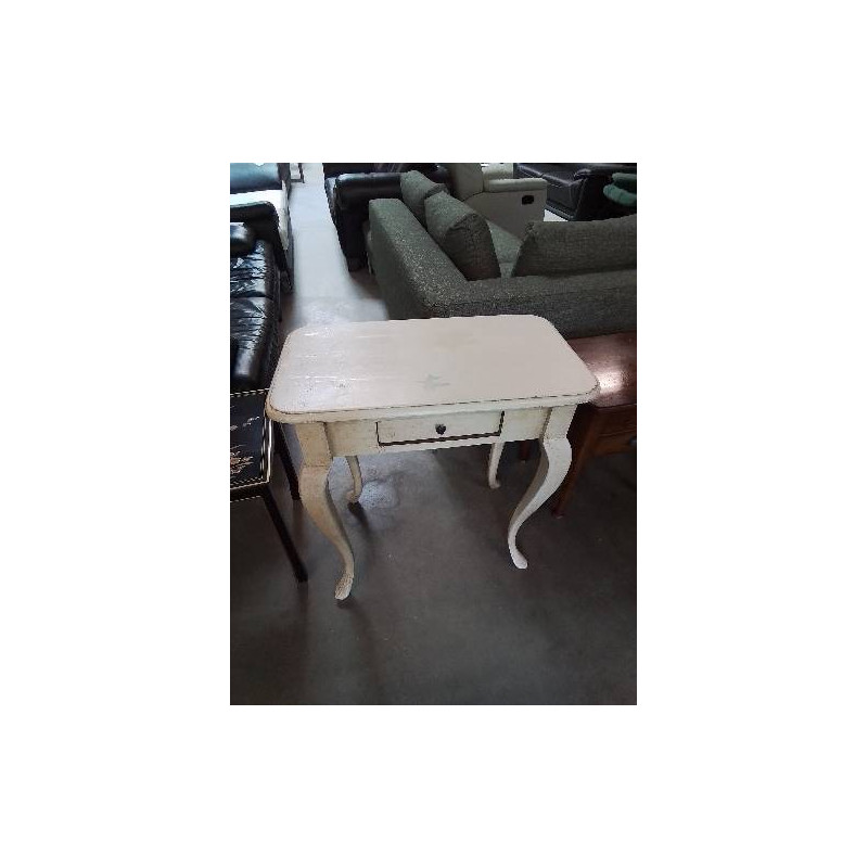CONSOLE RECTANGULAIRE PIEDS GALBÉS 1 TIROIR BOIS ÉCRU 1 TIROIR