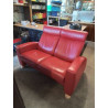 CANAPÉ STRESSLESS 2 PLACES CUIR ROUGE TÊTIÈRES RÉGLABLES