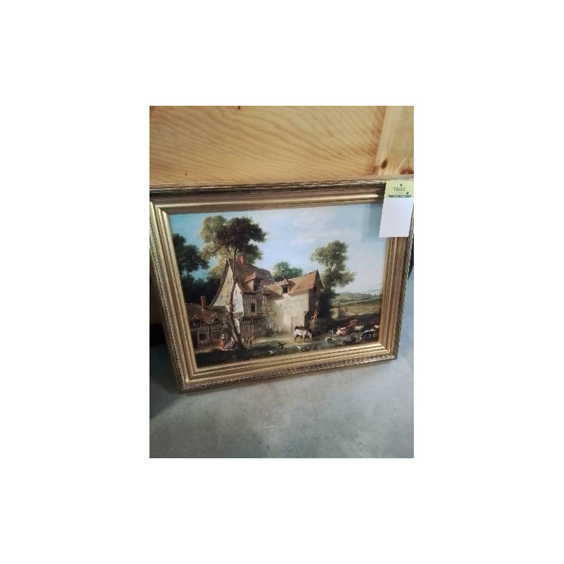 TABLEAU REPRODUCTION FERME CADRE DORÉ 
