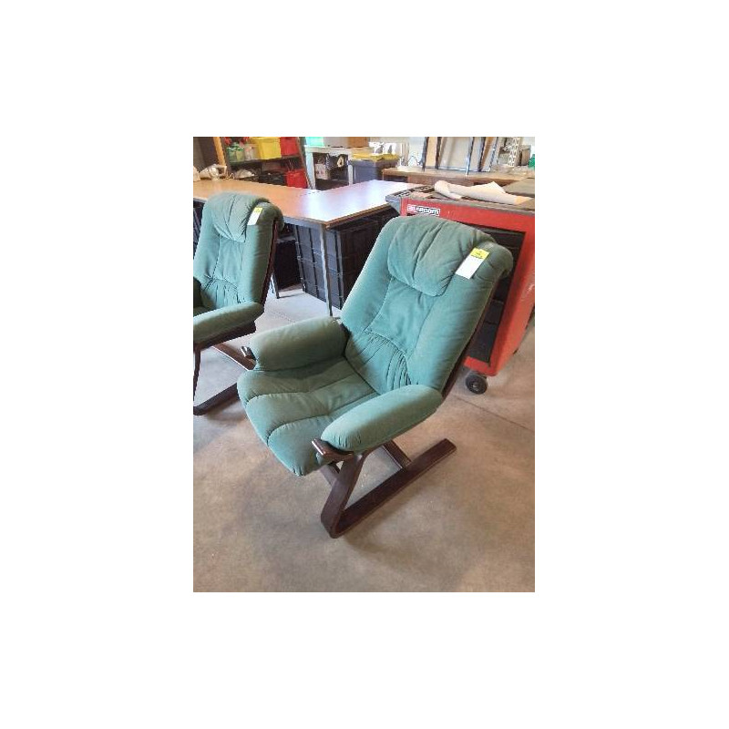 FAUTEUIL BOIS ASSISE TISSU VERT