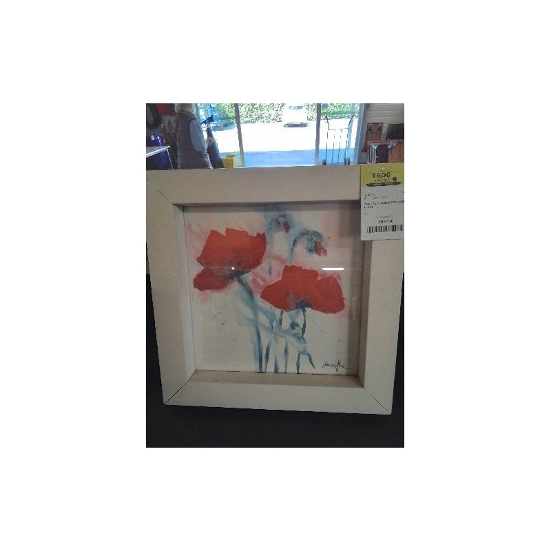 TABLEAU COQUELICOTS CADRE BLANC 