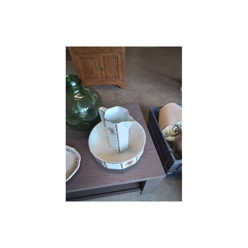 NÉCESSAIRE DE TOILETTE 2 PIECES CERAMIQUE ONNAING MODÈLE CARMEN FIN XIXE 