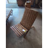 FAUTEUIL PLIANT BOIS ASSISE AJOURÉE DOSSIER CORDAGE TRESSÉ ANNÉES 50/60