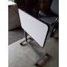 TABLE DE LIT PLIANTE A ROULETTES MÉTAL GRIS ET BOIS BLANC 