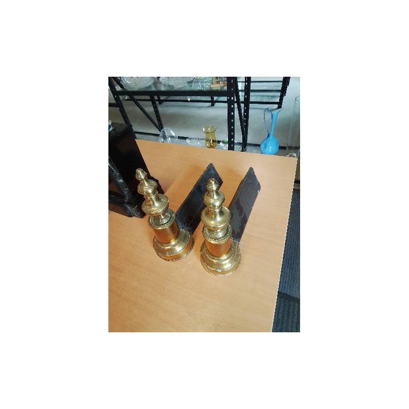 PAIRE DE CHENETS FONTE ET LAITON 