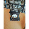 PENDULE DE CHEMINÉE ART DÉCO MARBRE NOIR ET GRIS AU CHIEN EN L\'ÉTAT 
