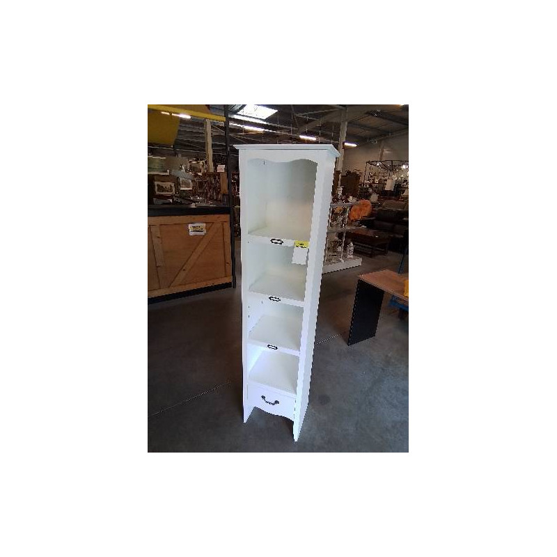COLONNE BIBLIOTHÈQUE BOIS BLANC 4 NICHES 1 TIROIRS 
