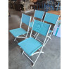 CHAISE PLIANTE DE JARDIN MÉTAL BLANC ET TOILE BLEU