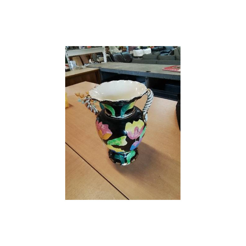 VASE CÉRAMIQUE AUX FLEURS VALLAURIS ANNÉES 60