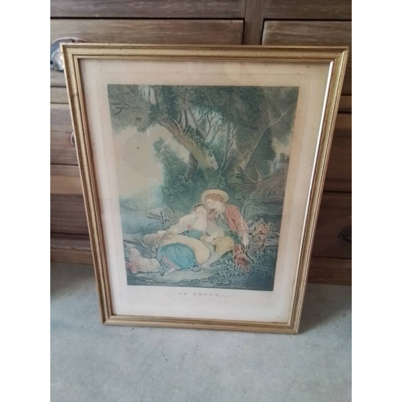 GRAVURE LE REPOS D’APRÈS BONEFOY FIN XIXE