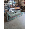 BANQUETTE TISSU VERT ÉCOSSAIS PIEDS BOIS 
