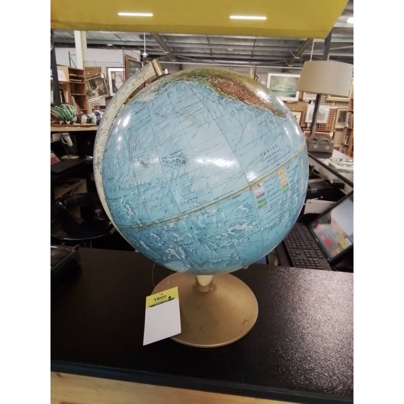 GLOBE TERRESTRE SOCLE MÉTAL DORÉ 