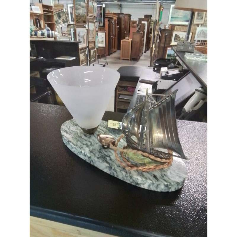 LAMPE ART DÉCO AU BATEAU SOCLE MARBRE