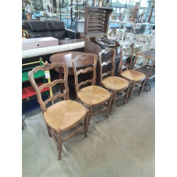 4 CHAISES BOIS PAILLÉ...