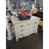 COMMODE BOIS ECRU LISERÉ BLEU 5 TIROIRS 