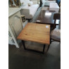 TABLE BASSE CARRÉE PIÈTEMENT MÉTAL NOIR PLATEAU BOIS CLAIR 