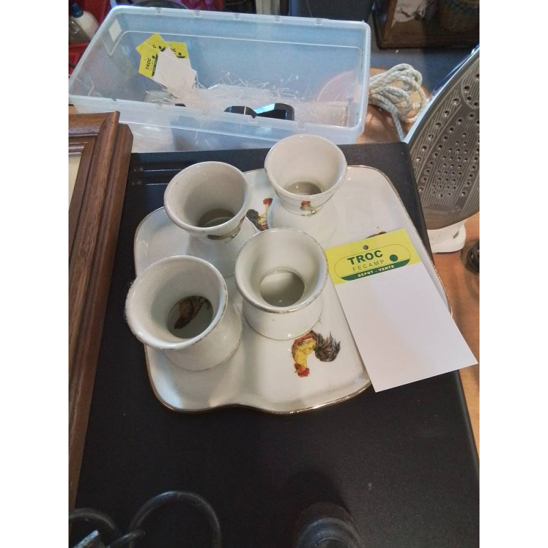 SERVICE DE COQUETIERS CÉRAMIQUE AU COQ 5 PIECES