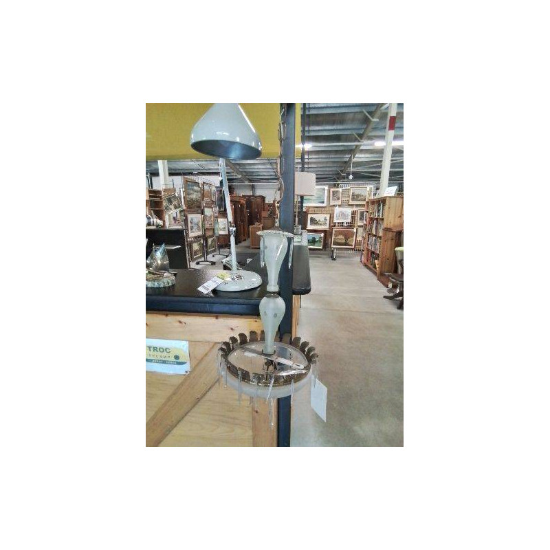 LUSTRE VERRE ET LAITON A PENDELOQUES 