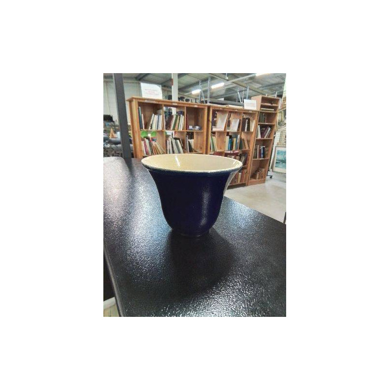 CACHE POT ART DÉCO CÉRAMIQUE BLEU ANDRÉ BAUMANN