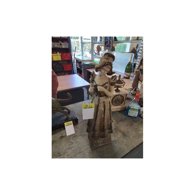STATUETTE PLATRE PEINT FEMME A LA ROBE DIDOIS / VAN HASSELT BRUXELLES DÉBUT XXE 57CM