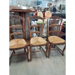 3 CHAISES BOIS PAILLÉ A...