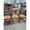 3 CHAISES BOIS PAILLÉ A ENTRETOISE DOSSIER CHANTOURNÉ STYLE RÉGENCE COQUILLE 