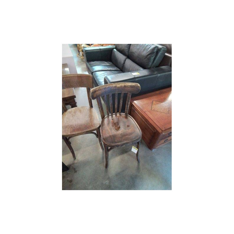 CHAISE BISTROT BOIS DOSSIER A BARREAUX VERTICAUX ANNÉES 50
