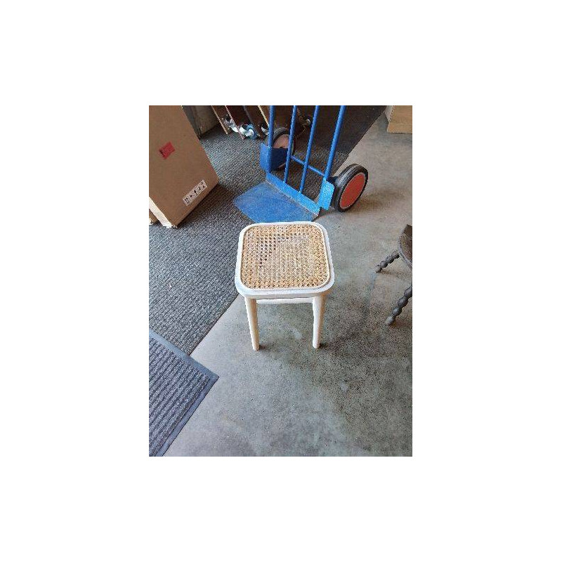 TABOURET PIN ECRU ASSISE CANNÉE 