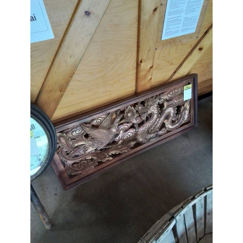 PLAQUE DÉCO BOIS AU DRAGON STYLE ASIATIQUE 