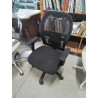 FAUTEUIL DE BUREAU A ROULETTES RÉSINE NOIR DOSSIER RÉGLABLE TISSU NOIR AJOURÉ 